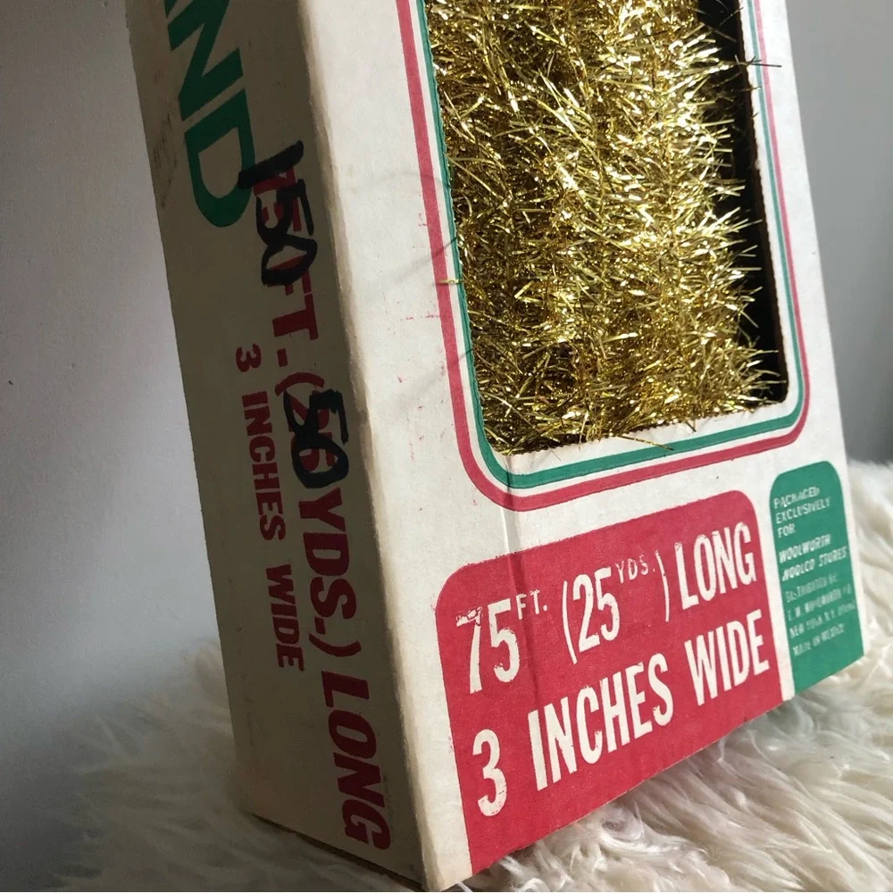 Vintage Light Gold Tone Tinsel Garland